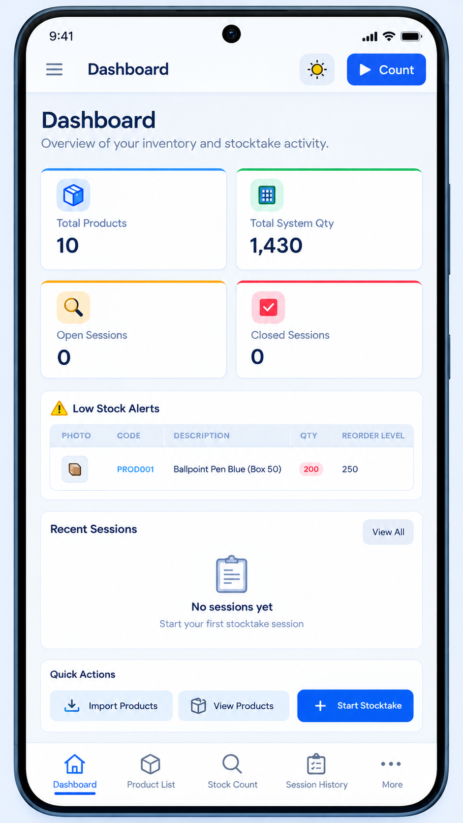 StockCount Dashboard